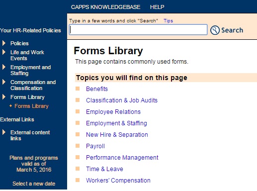 Image of the Forms Library links.