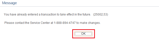 Image of a system message. The image shows a highlighted box around the OK button.
