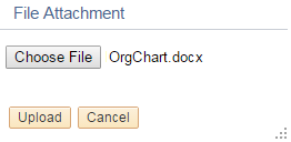 Image of the File Attachment page. The image shows a highlighted box around the Upload button.