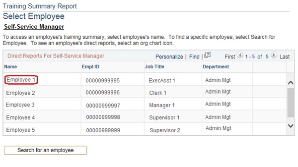 Image of the Team Member Selection page, used to produce the Training Summary Report.