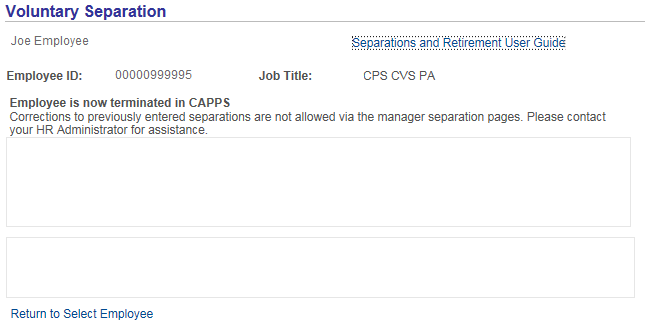 Image of the Termination Confirmation page. The image shows a highlighted box around the OK button.