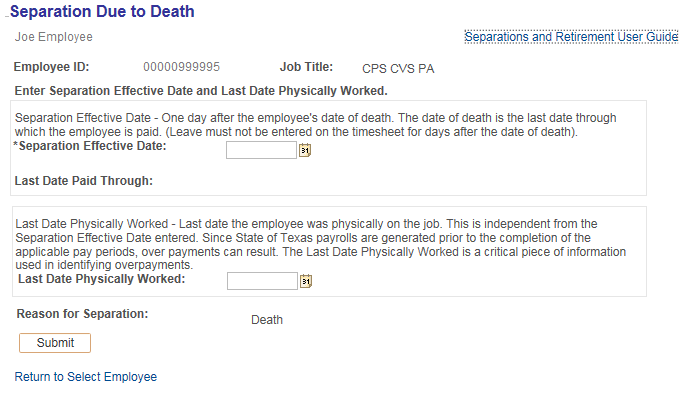 Image of the Separation Due to Death page.