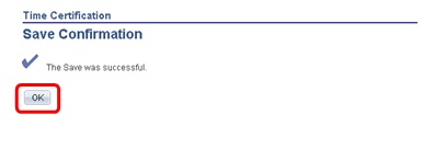 Image of the Save Confirmation page. The image shows a highlighted box around the OK button.