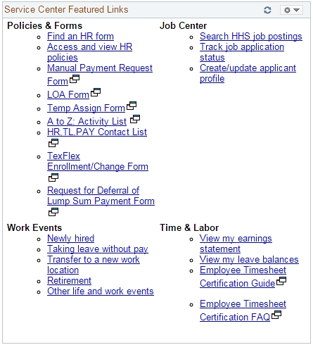 Image of the Service Center Featured Links. 